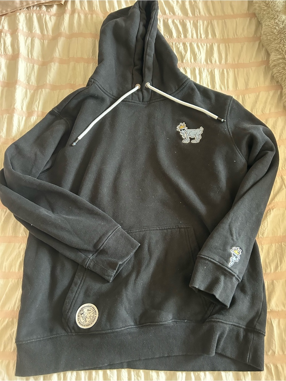 Black Hooded Sweatshirt with Small Embroidered Dog Patch